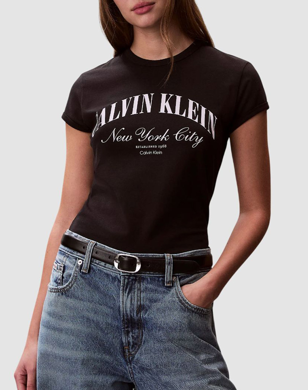 Calvin Klein Ss Graphic Logo Baby Tee Γυναικα Ρουχα Μπλουζες Τ Shirt Black Βαμβακιμε Ελασταν Lv047F815G Ub1