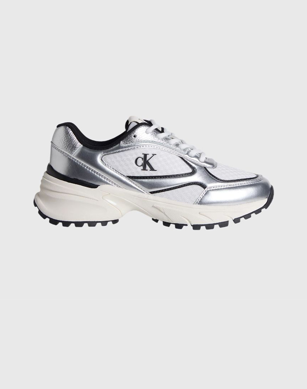 Calvin Klein Jeans Hike Runner Lace Up Mesh Mix Met Γυναικα Παπουτσια Sneakers Metallicsilver Συνθετικο Yw0Yw02063 0Ix