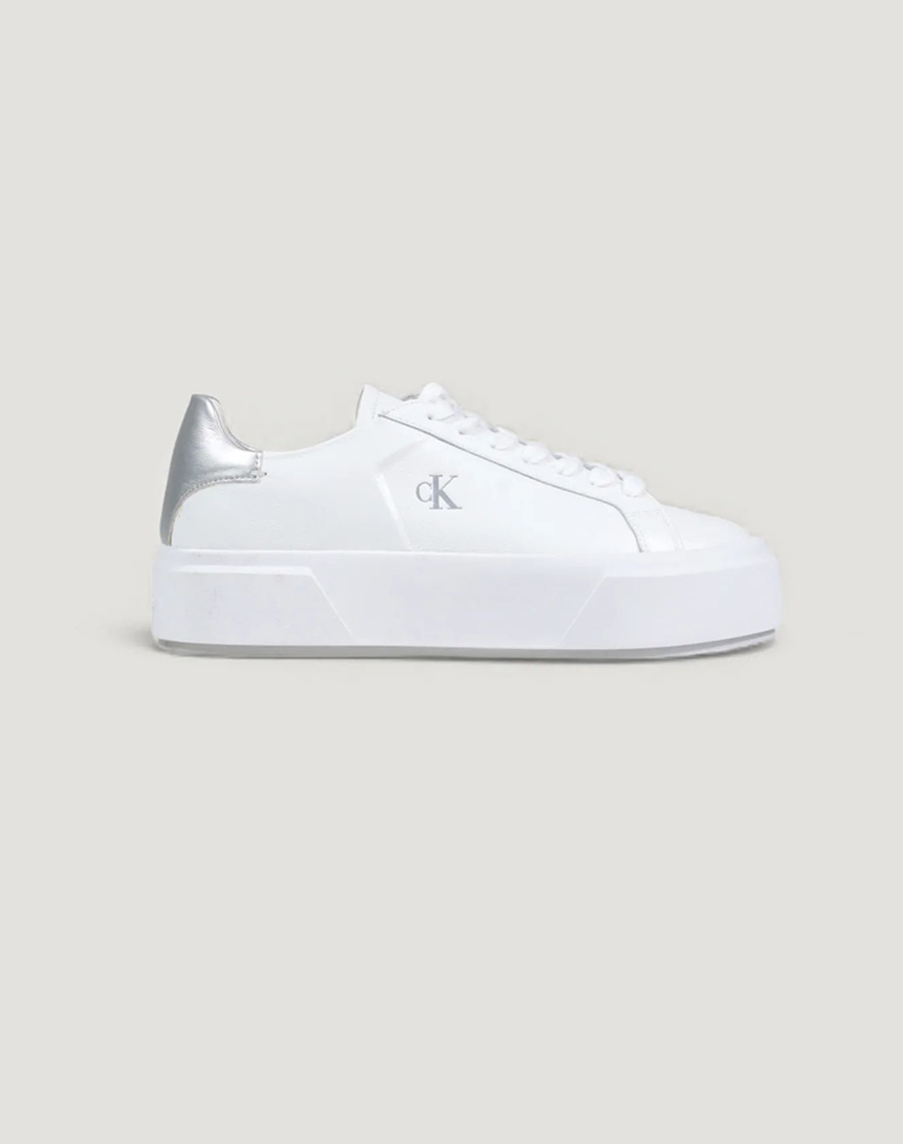 Calvin Klein Jeans Flatform Lace Up Lth Met Mg Γυναικα Παπουτσια Sneakers White Δερμα Yw0Yw01929 0Lc