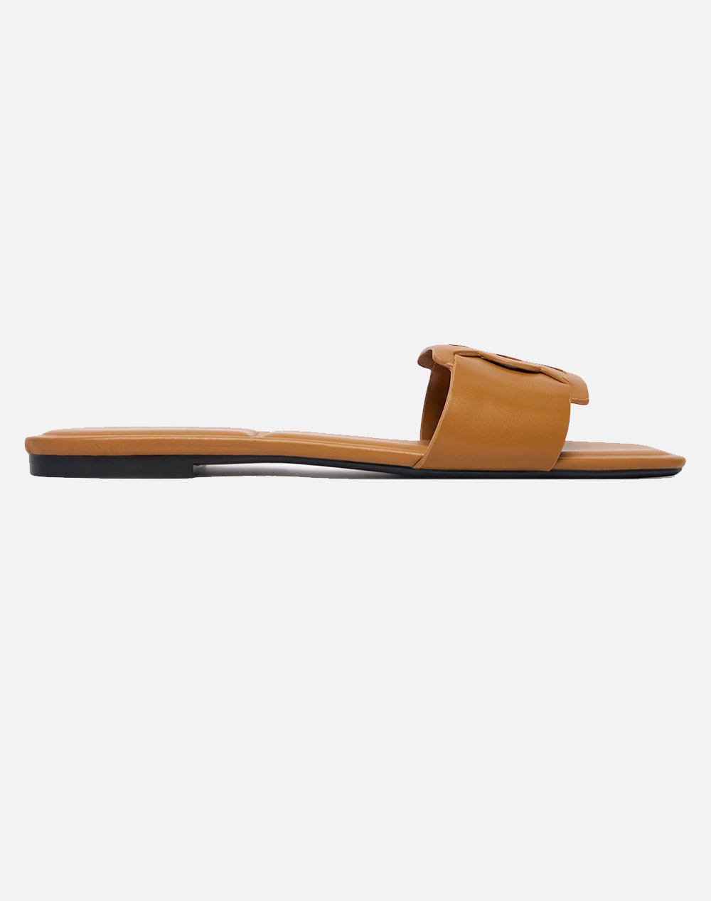 Calvin Klein Jeans Square Flat Sandal Emblem Γυναικα Παπουτσια Εσπαντριγιες/Σανδαλια Tan Δερμα Hw0Hw03128 Gbq