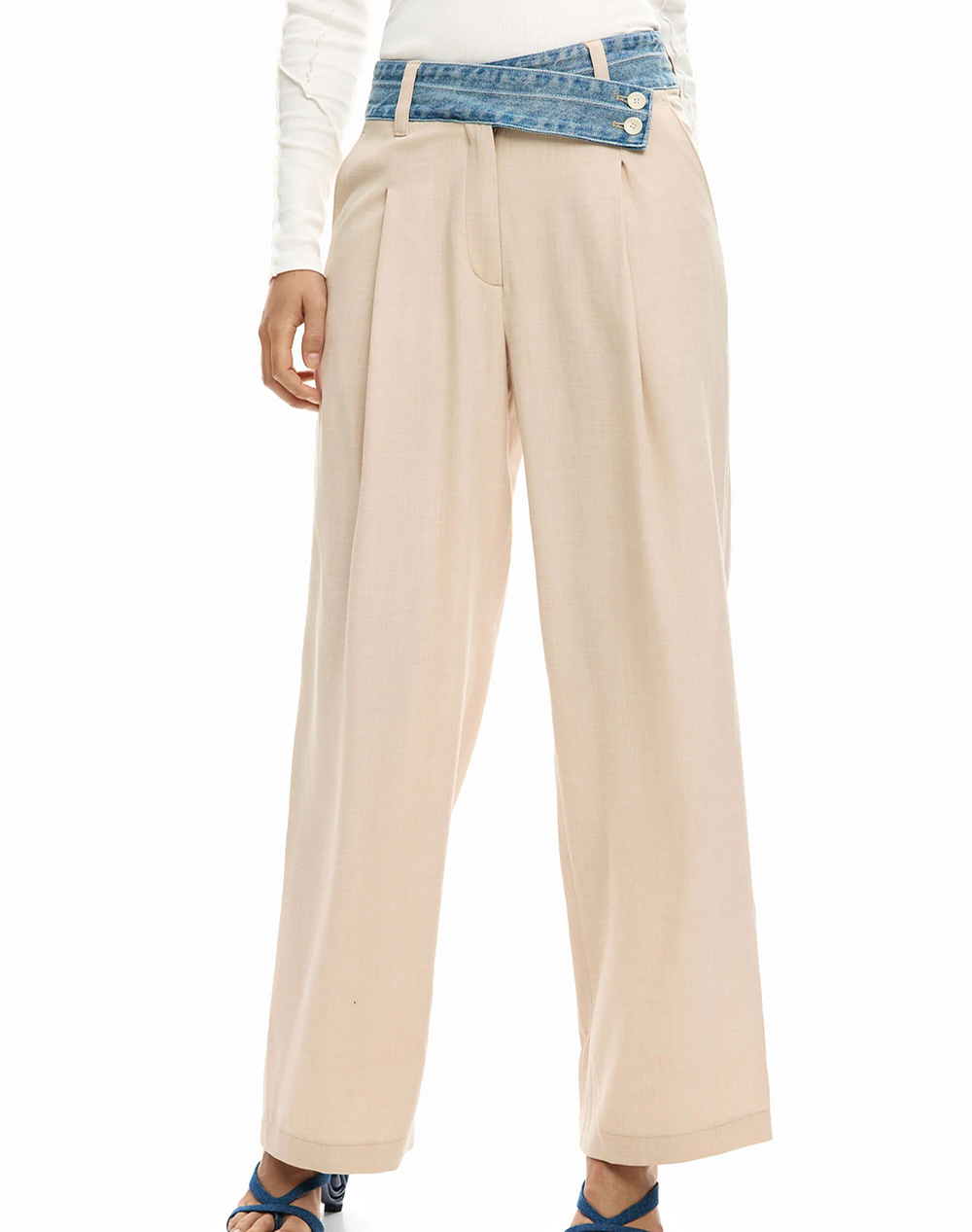 Desigual Pant_Isis Παντελονι Γυναικειο Γυναικα Ρουχα Παντελονια Υφασματινα Biege Βισκοζμε Ελαστανσυνθετικο 26Swpw28 6008
