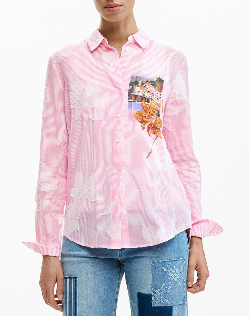 Desigual Cam_Pinkjac Πουκαμισο Γυναικειο Γυναικα Ρουχα Πουκαμισα Pink Βαμβακι 26Swcw12 3049 - Koolfly