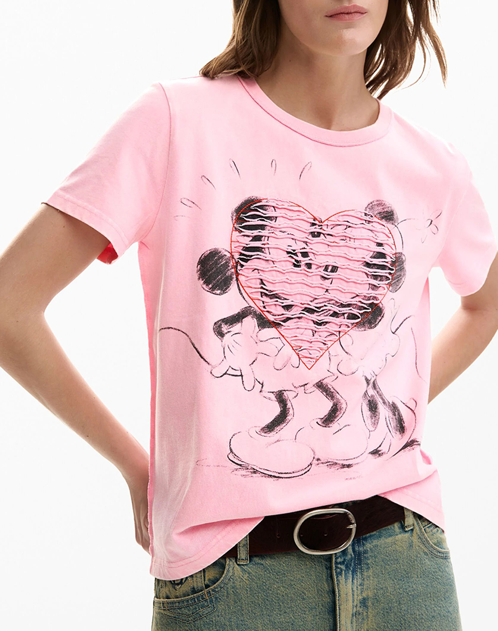 Desigual Ts_Core_Mickey Μπλουζα Γυναικειο Γυναικα Ρουχα Μπλουζες Τ Shirt Lightpink Βαμβακι 26Swtk42 3018