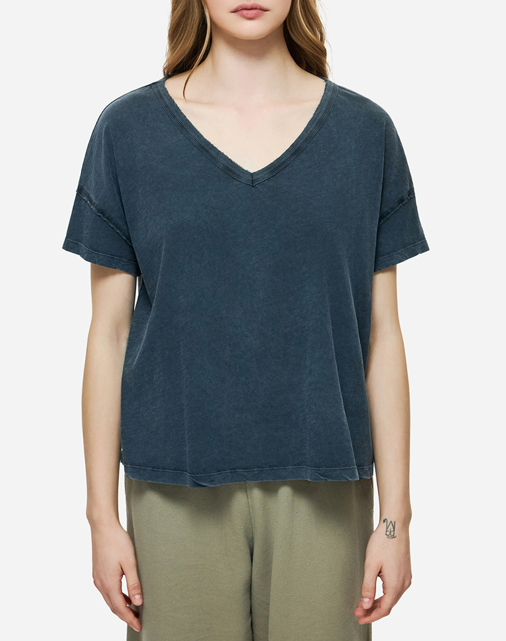 Dirty Laundry Oversized V Neck T Shirt Γυναικα Ρουχα Μπλουζες Τ Shirt Darkblue Βαμβακι Dlwt000131 Vintage Blue - Koolfly