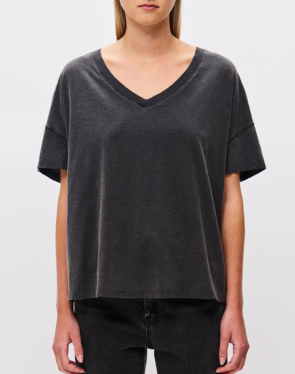 Dirty Laundry Oversized V Neck T Shirt Γυναικα Ρουχα Μπλουζες Τ Shirt Darkslategrey Βαμβακι Dlwt000131 Vintage Black - Koolfly