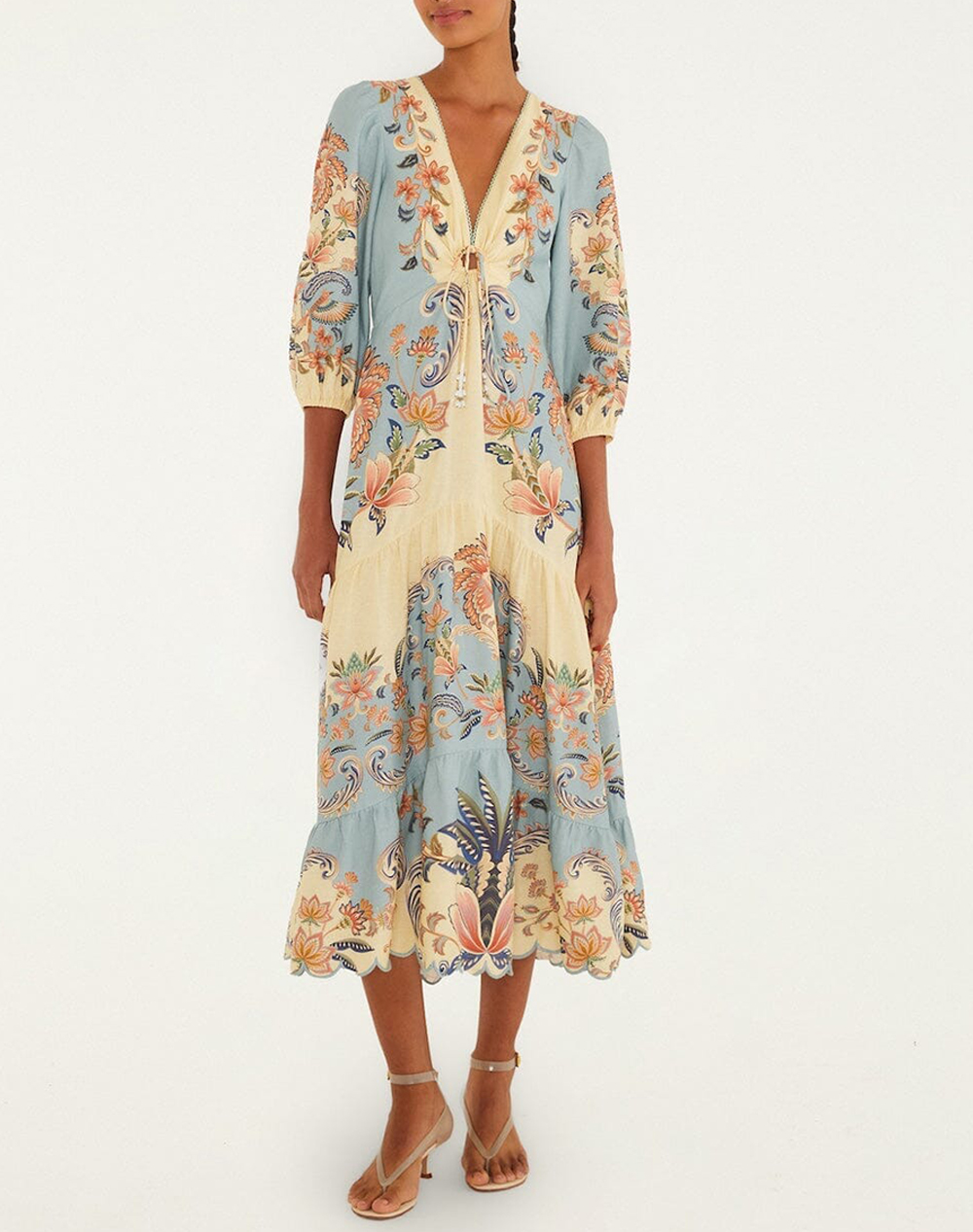 Farm Rio Boho Beauty Butter Maxi Dress Boho Beauty Butter Γυναικα Ρουχα Φορεματα Multi Βισκοζλινο 351310 26016
