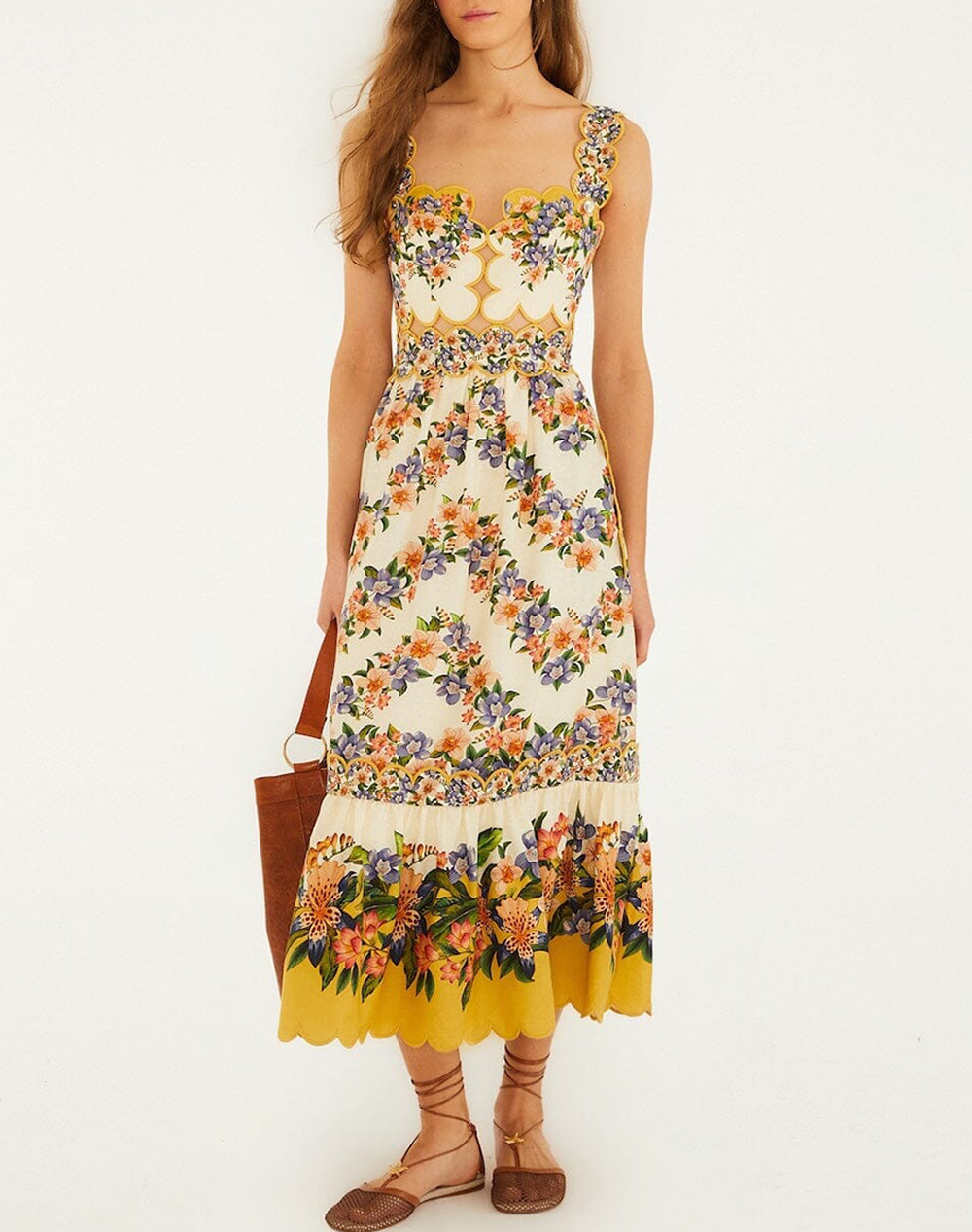 Farm Rio Hilo Stripes Sand Midi Dress Hilo Stripes Sand Γυναικα Ρουχα Φορεματα Biege Βισκοζλινο 353553 26056