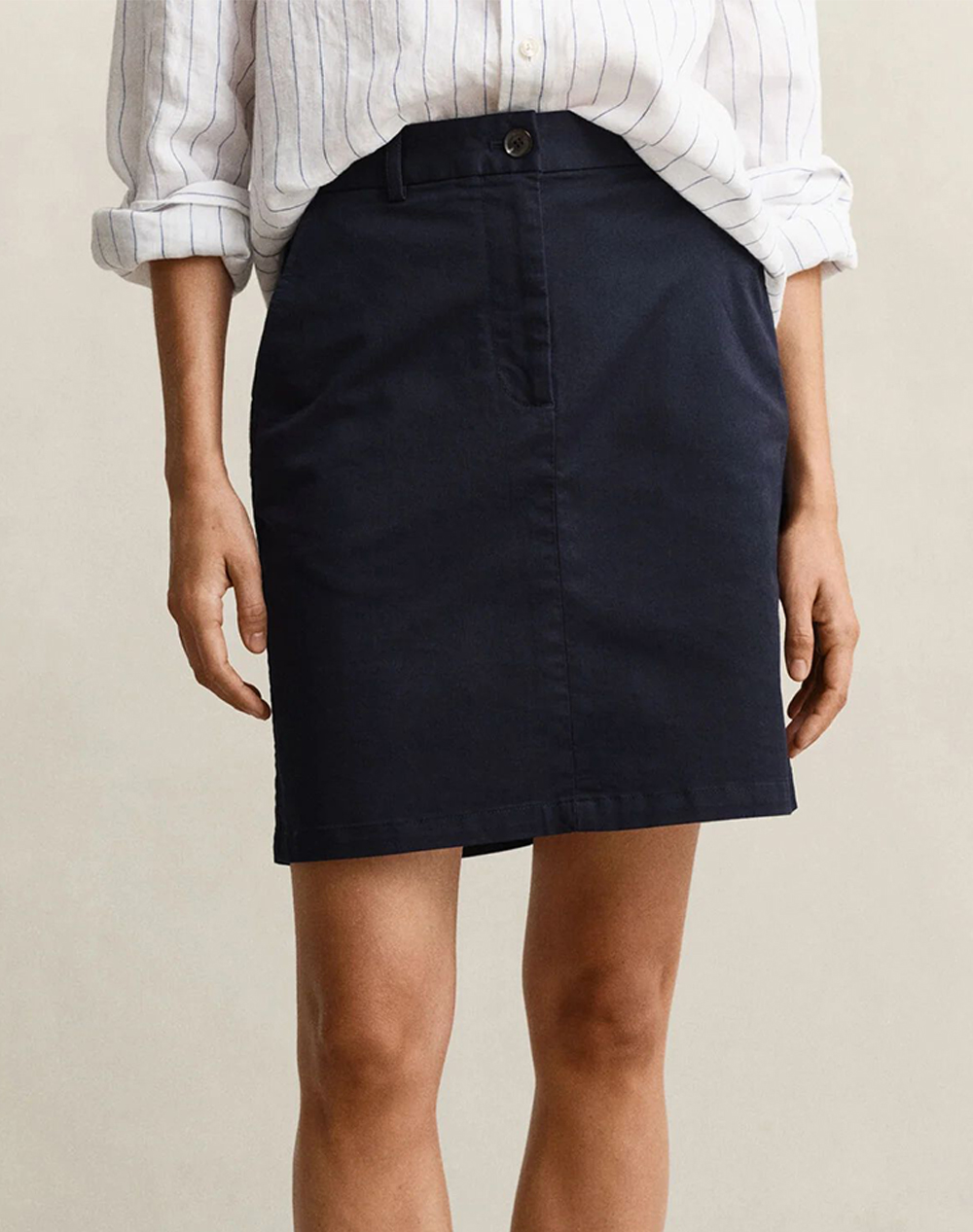 Gant Φουστα Chino Skirt Γυναικα Ρουχα Φουστες Darkblue Βαμβακιμε Ελασταν 3Gw4400223 433
