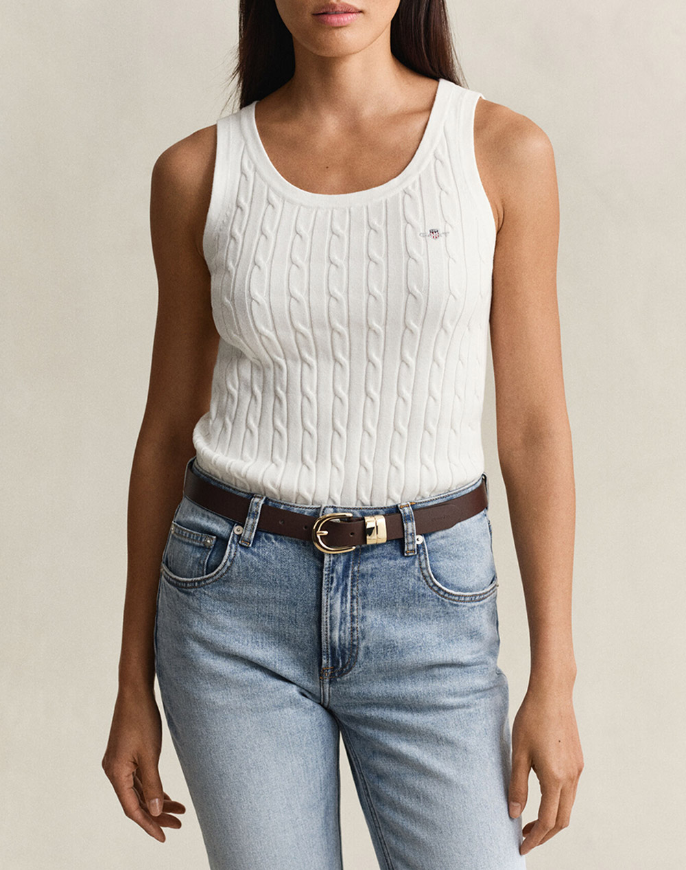 Gant Μπλουζα Χμ Stretch Cotton Cable Tank Top Γυναικα Ρουχα Μπλουζες Τοπ/Κορμακια Offwhite Βαμβακι,Με Ελασταν,Συνθετικο 3Gw4800107 113 - Koolfly