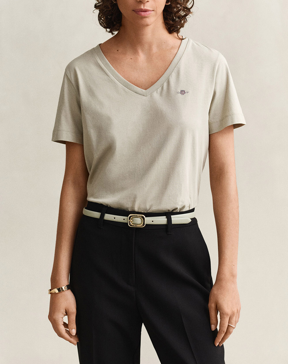 Gant Μπλουζα Κμ Reg Shield Ss V Neck T Shirt Γυναικα Ρουχα Μπλουζες Τ Shirt Biege Βαμβακι 3Gw4200750 3 - Koolfly