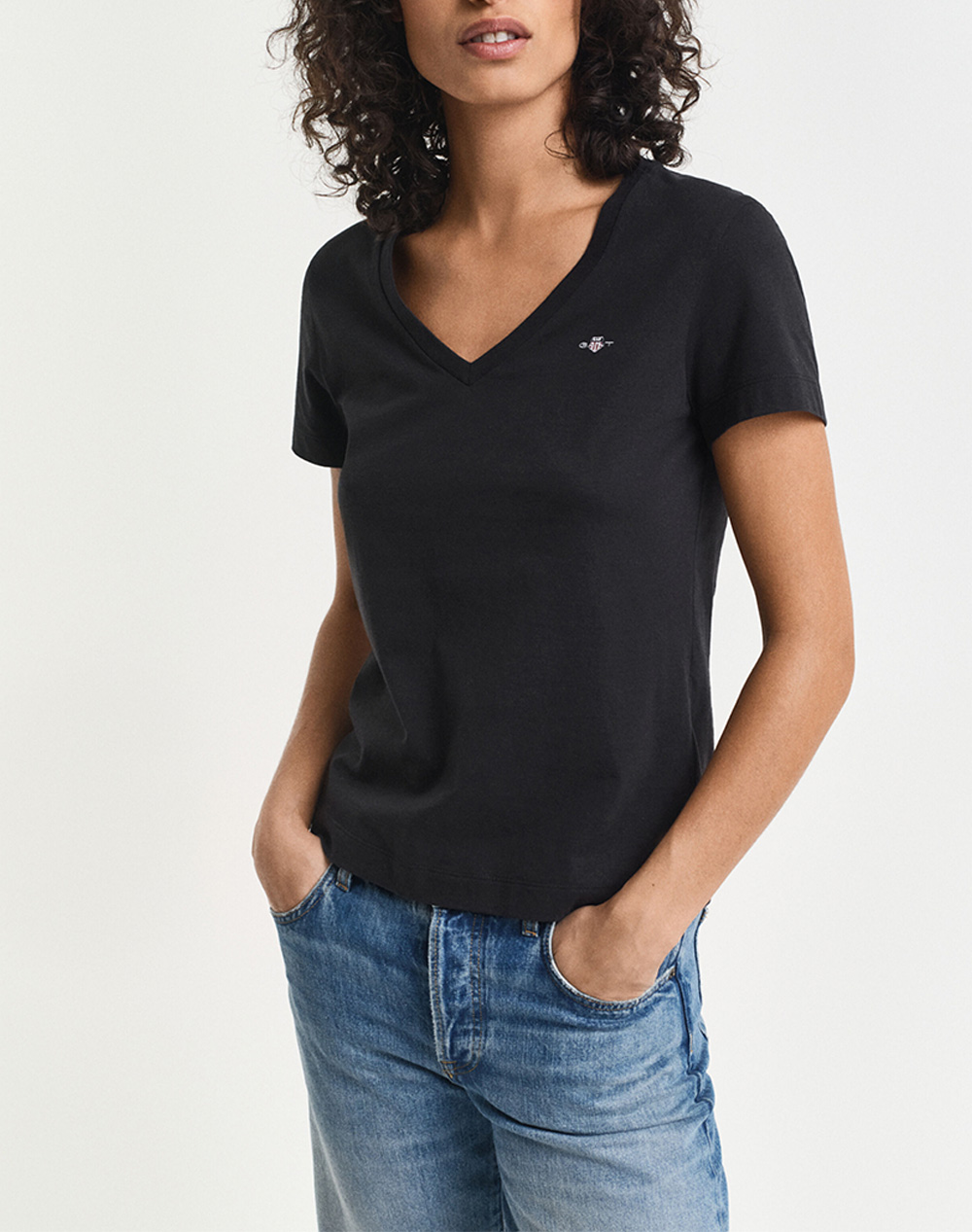 Gant Μπλουζα Κμ Reg Shield Ss V Neck T Shirt Γυναικα Ρουχα Μπλουζες Τ Shirt Black Βαμβακι 3Gw4200750 5 - Koolfly
