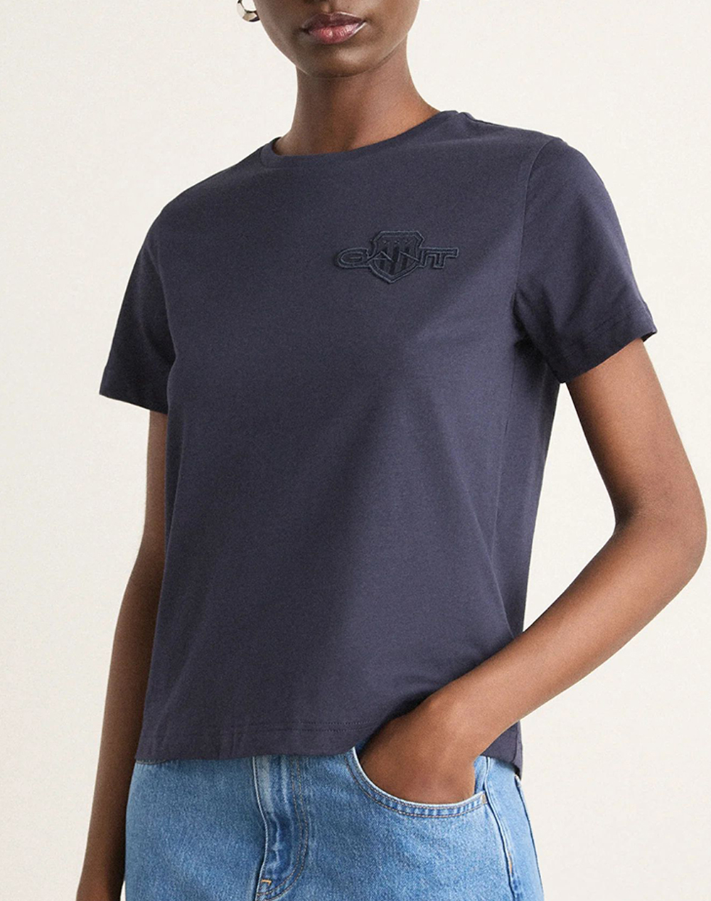 Gant Μπλουζα Κμ Reg Tonal Shield Ss T Shirt Γυναικα Ρουχα Μπλουζες Τ Shirt Darkblue Βαμβακι 3Gw4202589 433 - Koolfly