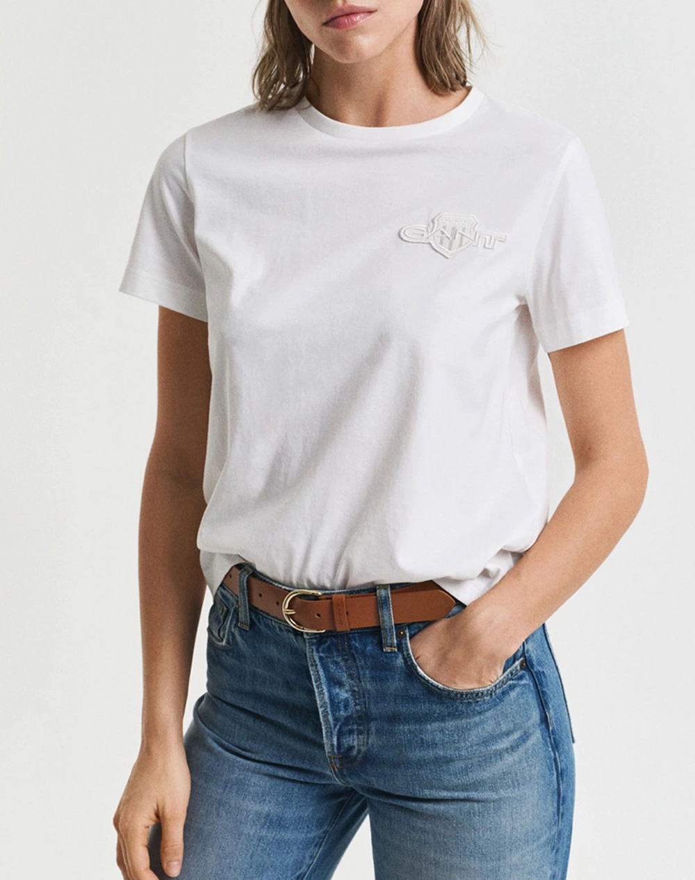 Gant Μπλουζα Κμ Reg Tonal Shield Ss T Shirt Γυναικα Ρουχα Μπλουζες Τ Shirt White Βαμβακι 3Gw4202589 110