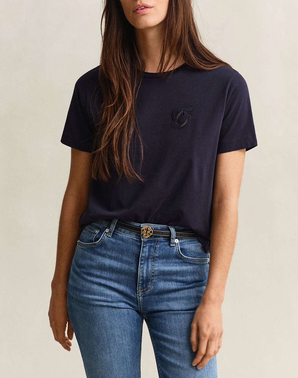 Gant Μπλουζα Κμ Reg Script Ss T Shirt Γυναικα Ρουχα Μπλουζες Τ Shirt Darkblue Βαμβακι 3Gw4201450 433