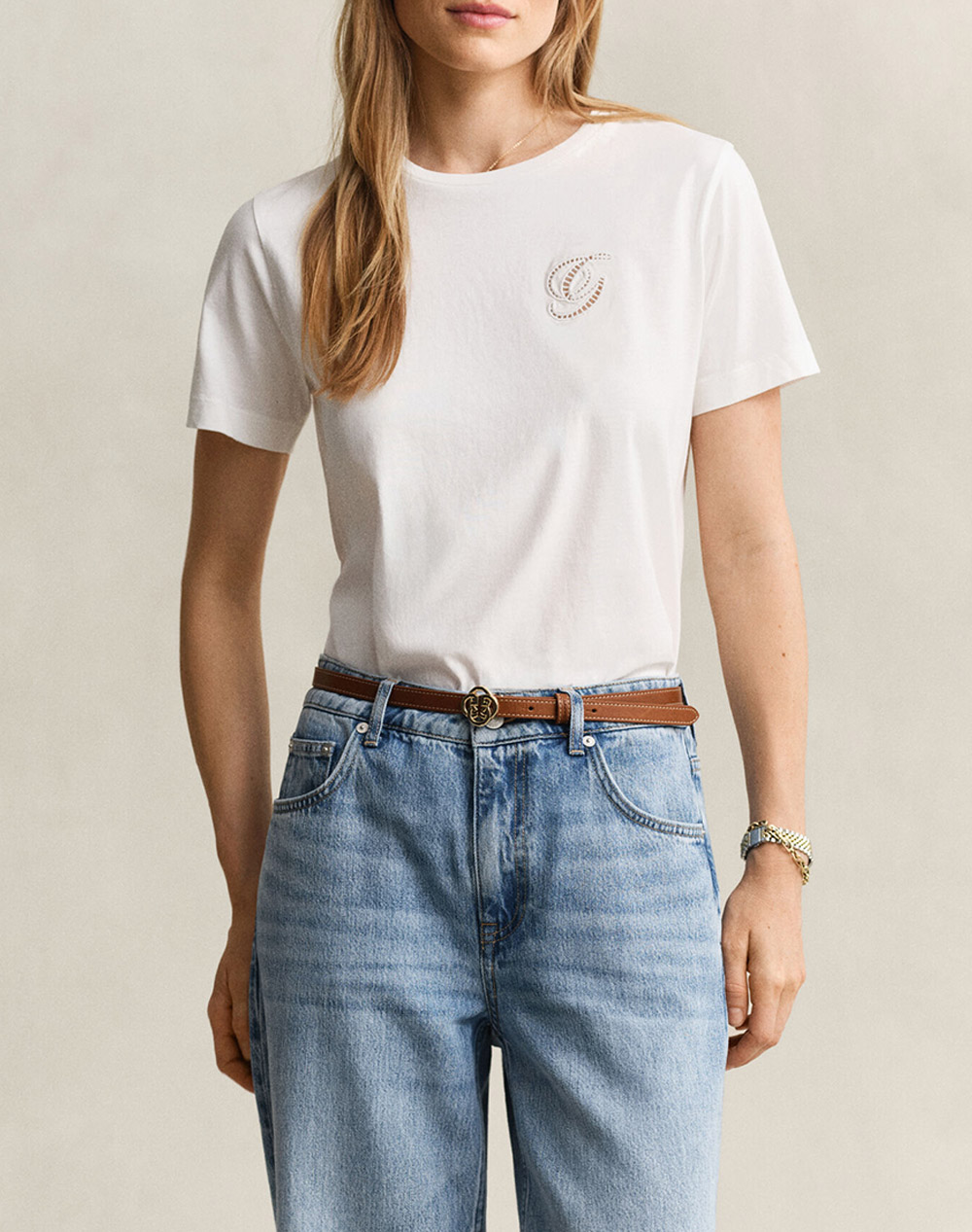 Gant Μπλουζα Κμ Reg Script Ss T Shirt Γυναικα Ρουχα Μπλουζες Τ Shirt Offwhite Βαμβακι 3Gw4201450 113 - Koolfly