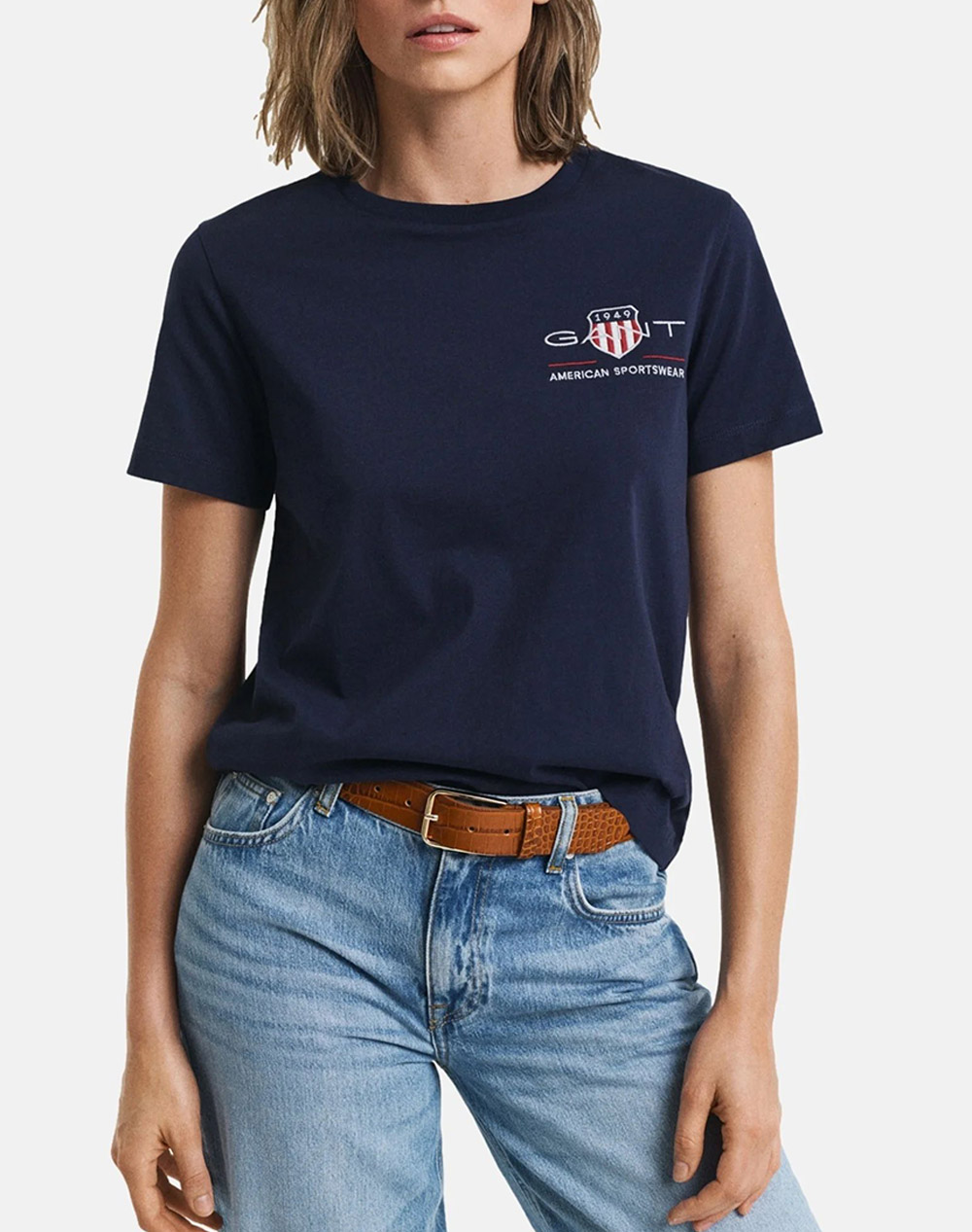 Gant Μπλουζα Κμ Reg Archive Shield Ss T Shirt Γυναικα Ρουχα Μπλουζες Τ Shirt Darkblue Βαμβακι 3Gw4200277 433