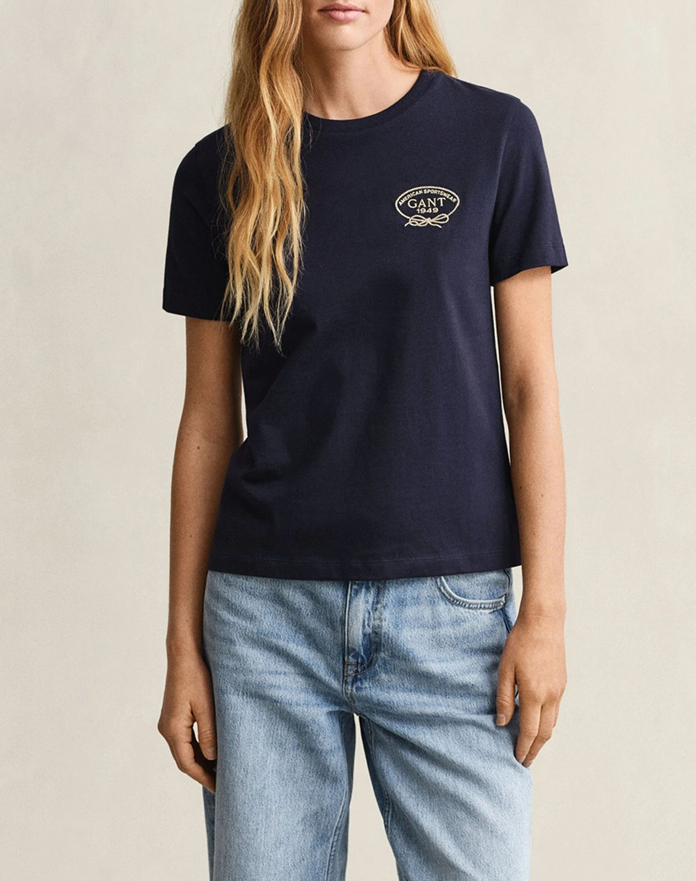 Gant Μπλουζα Κμ Rope Graphic Ss T Shirt Γυναικα Ρουχα Μπλουζες Τ Shirt Darkblue Βαμβακι 3Gw4201443 433