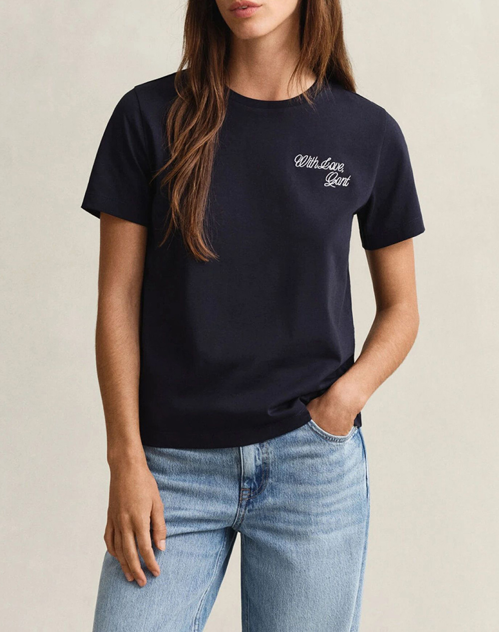 Gant Μπλουζα Κμ Graphic Print Ss T Shirt Graphic Print Ss T Shirt Γυναικα Ρουχα Μπλουζες Τ Shirt Darkblue Βαμβακι 3Gw4201440 433