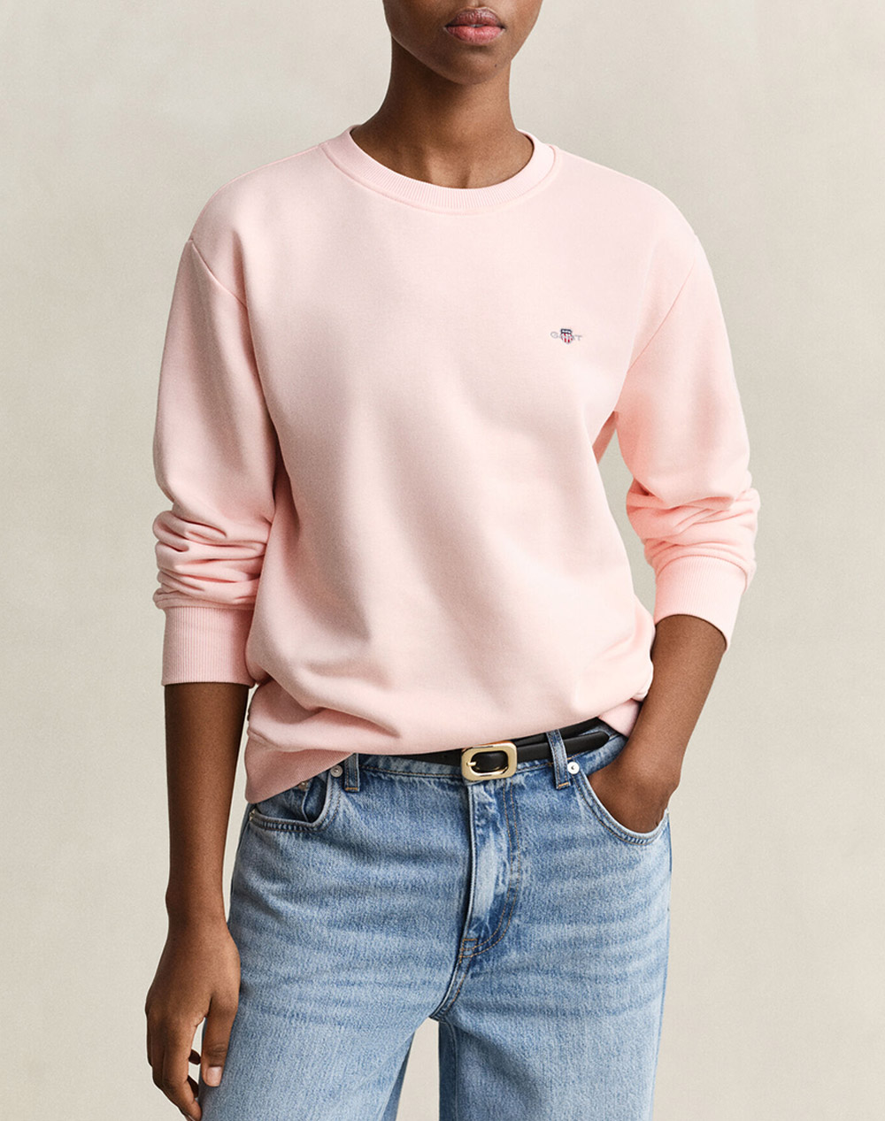 Gant Φουτερ Μμ Shield C Neck Sweat Γυναικα Ρουχα Μπλουζες Φουτερ Lightpink Βαμβακι,Συνθετικο 3Gw4201414 647 - Koolfly