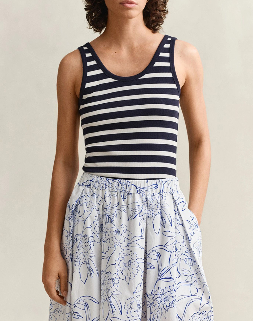 Gant Μπλουζα Χμ Striped Ribbed Tank Top Γυναικα Ρουχα Μπλουζες Τοπ/Κορμακια Darkblue Βαμβακι,Με Ελασταν,Συνθετικο 3Gw4201442 433 - Koolfly