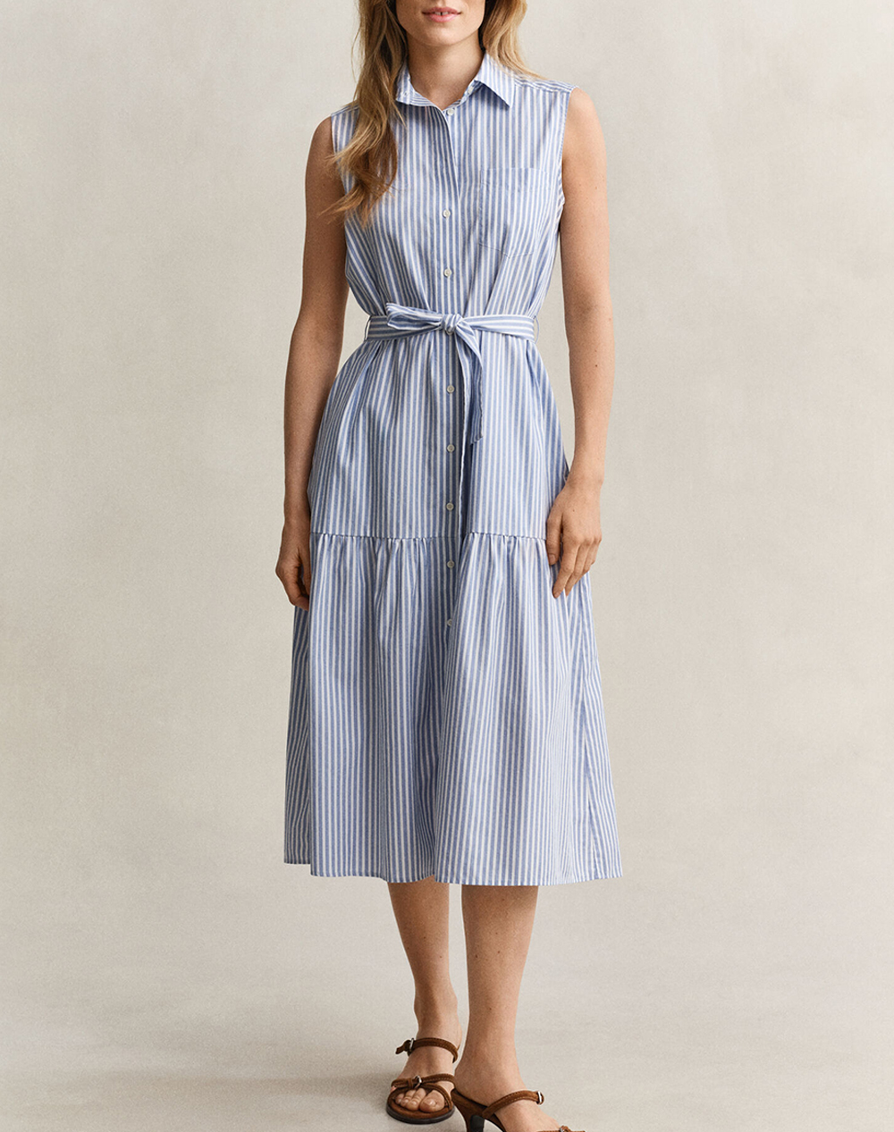 Gant Φορεμα Stripe Ctn Sleeveless Dress Γυναικα Ρουχα Φορεματα Lightblue Βαμβακι 3Gw4503502 424 - Koolfly