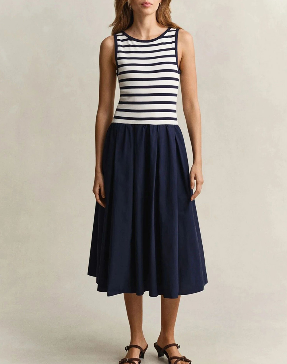 Gant Φορεμα Jersey Woven Combo Dress Jersey Woven Combo Dress Γυναικα Ρουχα Φορεματα Navyblue Βαμβακιμε Ελαστανσυνθετικο 3Gw4503509 433