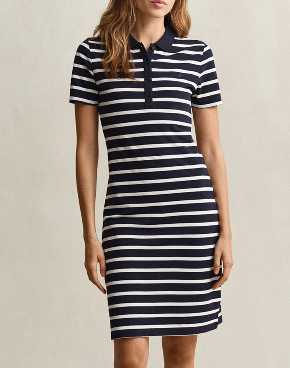 Gant Φορεμα Slim Striped Ss Pique Polo Dress Γυναικα Ρουχα Φορεματα Darkblue Βαμβακιμε Ελασταν 3Gw4201463 433