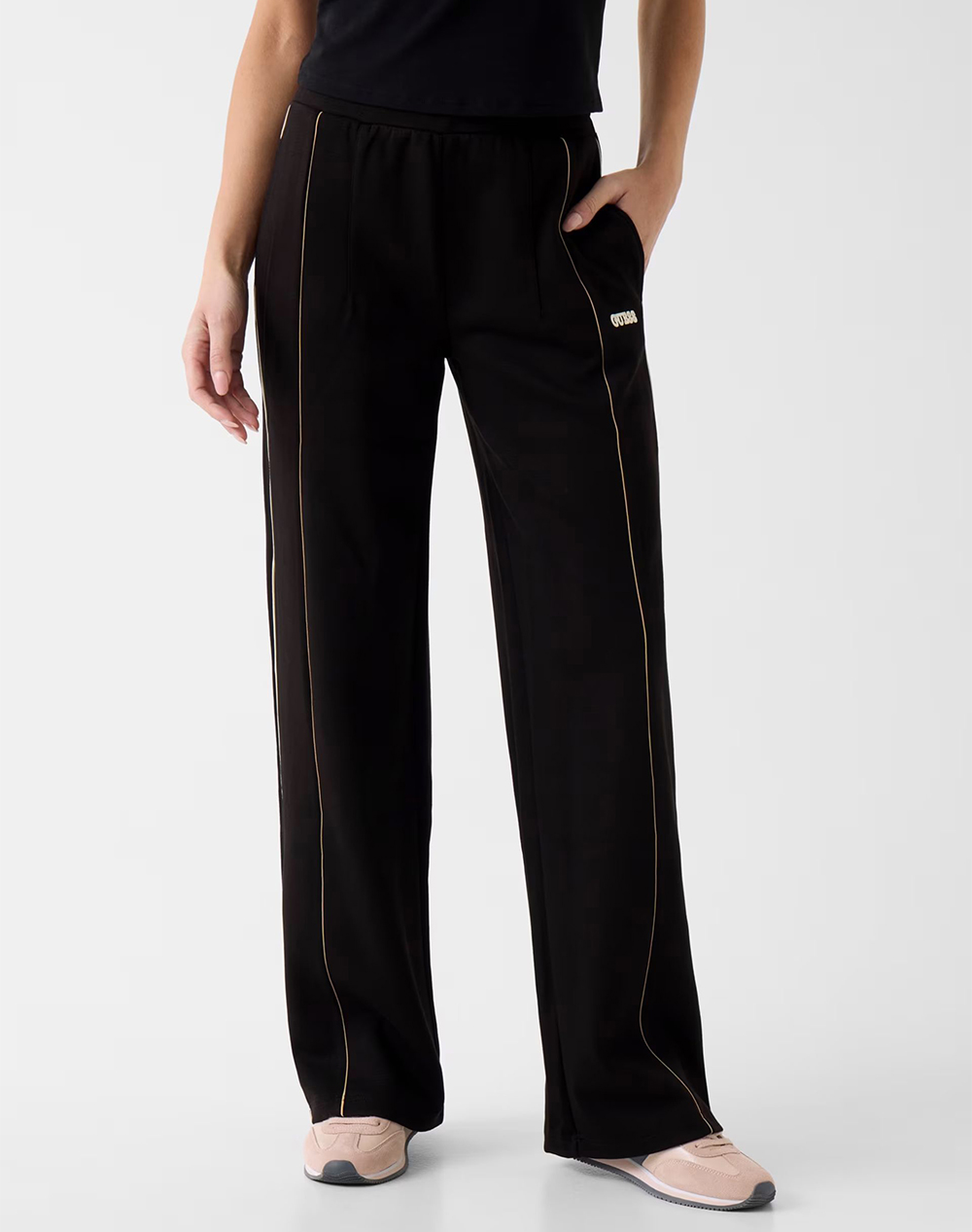 Guess Georgia Wide Leg Pants Παντελονι Γυναικειο Γυναικα Ρουχα Παντελονια Παντελονι Φορμας Black Βαμβακιβισκοζμε Ελαστανσυνθετικο V6Rb00Kd852 Jb