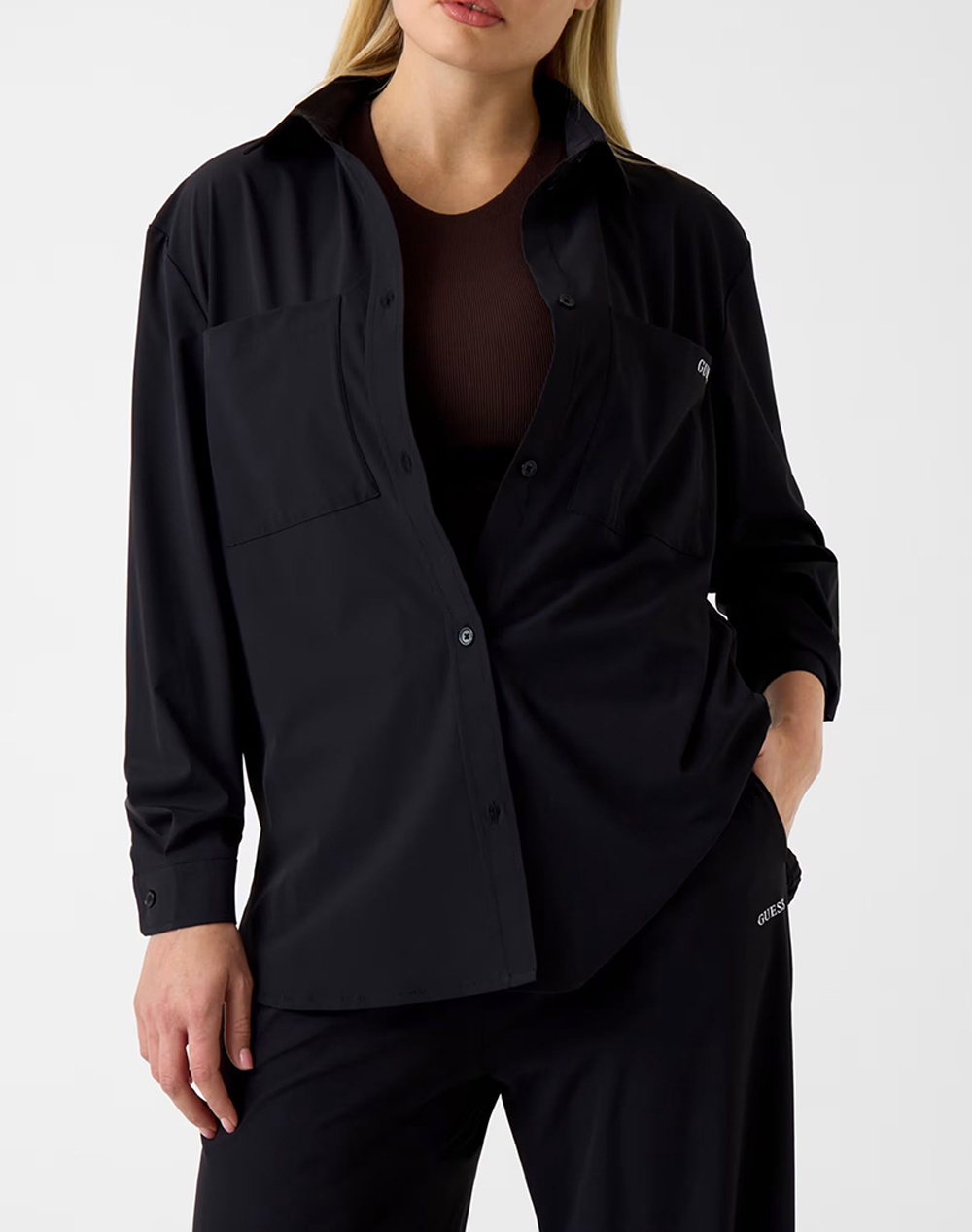 Guess Nat Shacket Πουκαμισο Γυναικειο Γυναικα Ρουχα Πουκαμισα Black Με Ελαστανσυνθετικο V6Rh00Wl232 Jblk