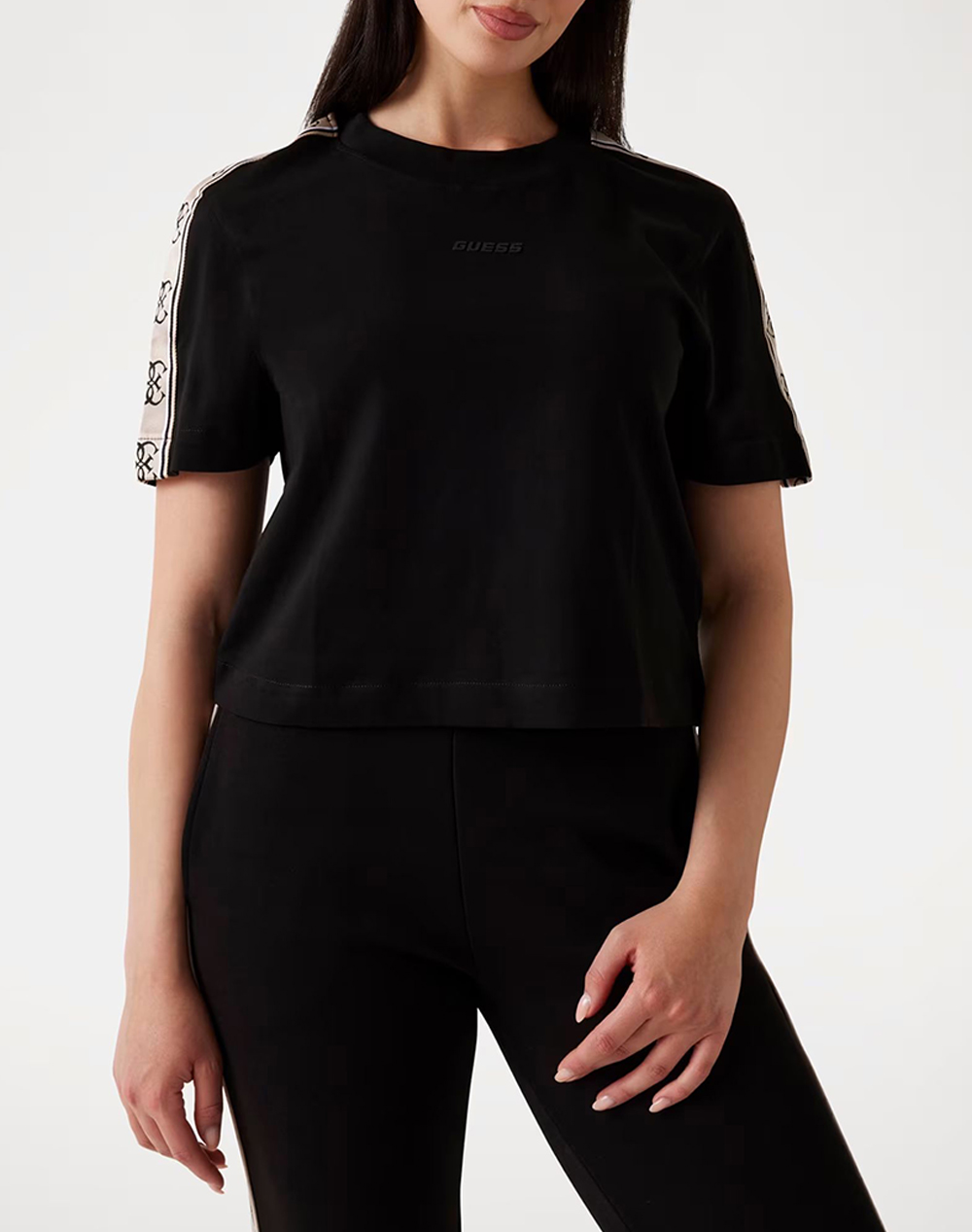 Guess Britney Crop Tee Μπλουζα Γυναικειο Γυναικα Ρουχα Μπλουζες Τ Shirt Black Βαμβακι V3ri08i3z14 Jblk - Koolfly