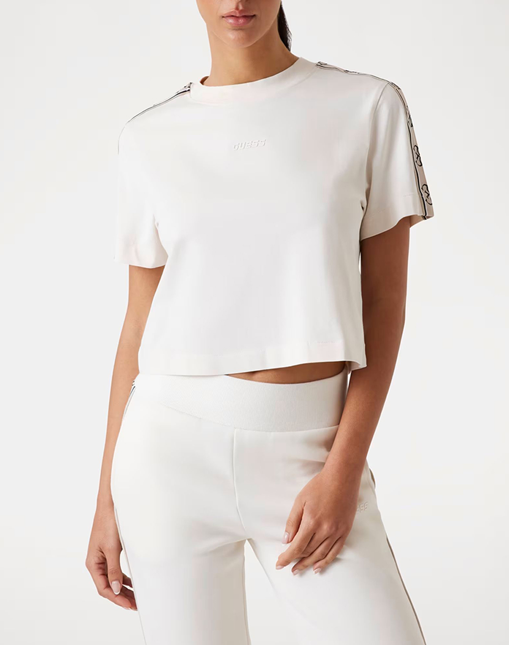 Guess Britney Crop Tee Μπλουζα Γυναικειο Γυναικα Ρουχα Μπλουζες Τ Shirt White Βαμβακι V3Ri08I3Z14 G6K5