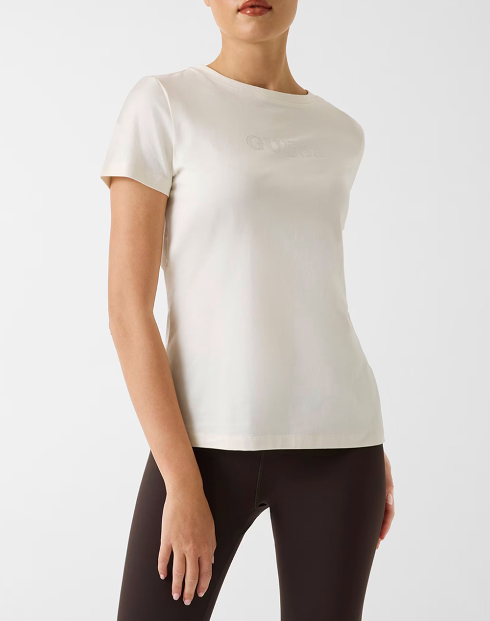 Guess Briana Ss T Shirt Μπλουζα Γυναικειο Γυναικα Ρουχα Μπλουζες Τ Shirt Biege Βαμβακιμε Ελασταν V3Bi11J1314 G9L9