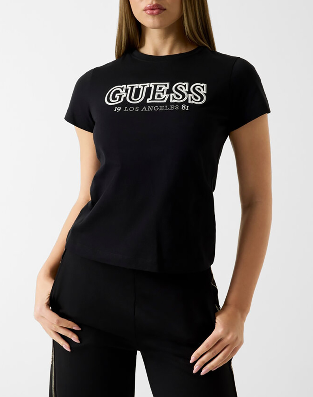 Guess Ketty Cn Ss T Shirt Μπλουζα Γυναικειο Γυναικα Ρουχα Μπλουζες Τ Shirt Black Βαμβακι V6Ri10I3Z14 Jblk