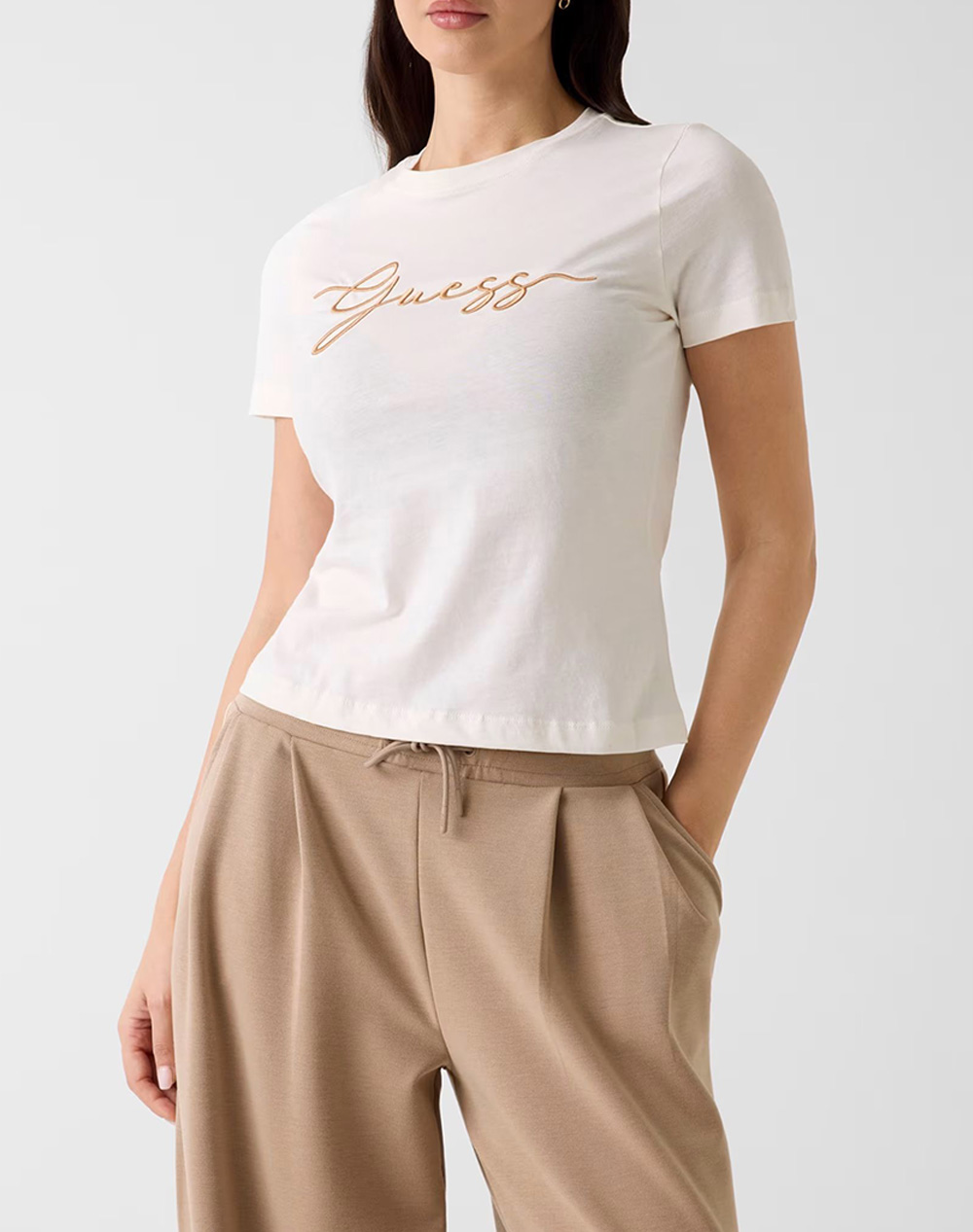 Guess Circe Ss Cn T Shirt Μπλουζα Γυναικειο Γυναικα Ρουχα Μπλουζες Τ Shirt Offwhite Βαμβακι V6Gi01K2962 G1O6