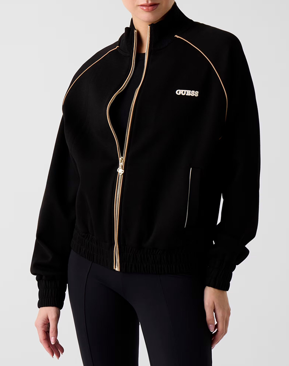 Guess Georgia High Neck Full Zip Swe Φουτερ Γυναικειο Γυναικα Ρουχα Μπλουζες Φουτερ Black Βαμβακιβισκοζμε Ελαστανσυνθετικο V6Rq00Kd852 Jblk