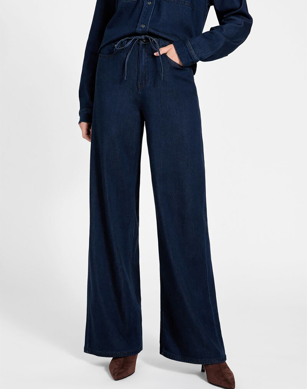 Guess Blossom Wide Leg Παντελονι Γυναικειο Γυναικα Ρουχα Παντελονια Jean/5P/Cargo Denimdarkblue Βισκοζμε Ελαστανσυνθετικο W6Ra3Od6980 Okln