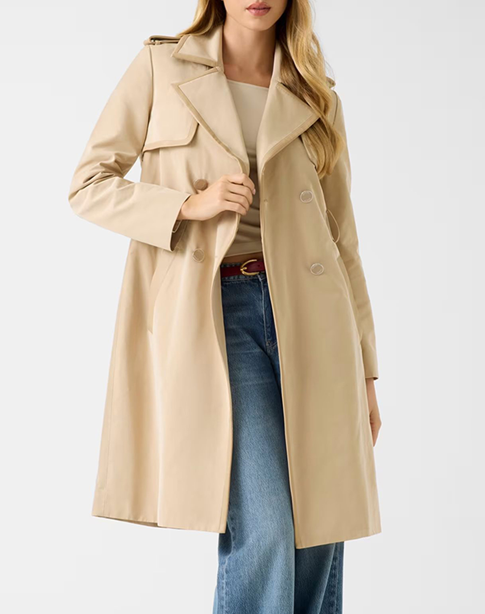 Guess Jenny Pu Details Trench Μπουφαν Γυναικειο Γυναικα Ρουχα Πανωφορια Παλτο / Καμπαρντινες Καμπαρντινες Biege Συνθετικο W5Rl14Wgwd2 G1L7