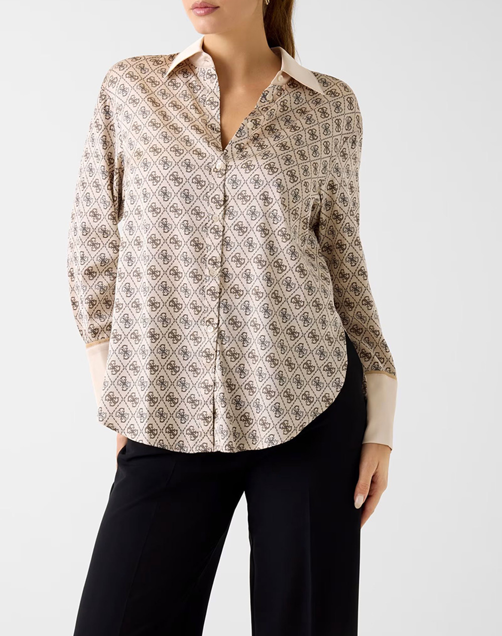 Guess Ls Alexandra Shirt Πουκαμισο Γυναικειο Γυναικα Ρουχα Πουκαμισα Biege Με Ελαστανσυνθετικο W4Yh47Wf1T2 P1We