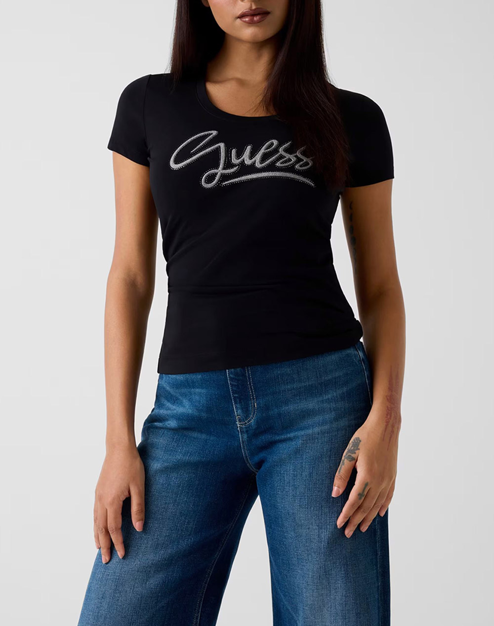 Guess Ss Cn Guess Script Tee Μπλουζα Γυναικειο Γυναικα Ρουχα Μπλουζες Τ Shirt Black Βαμβακιμε Ελασταν W6Ri24J1314 Jblk