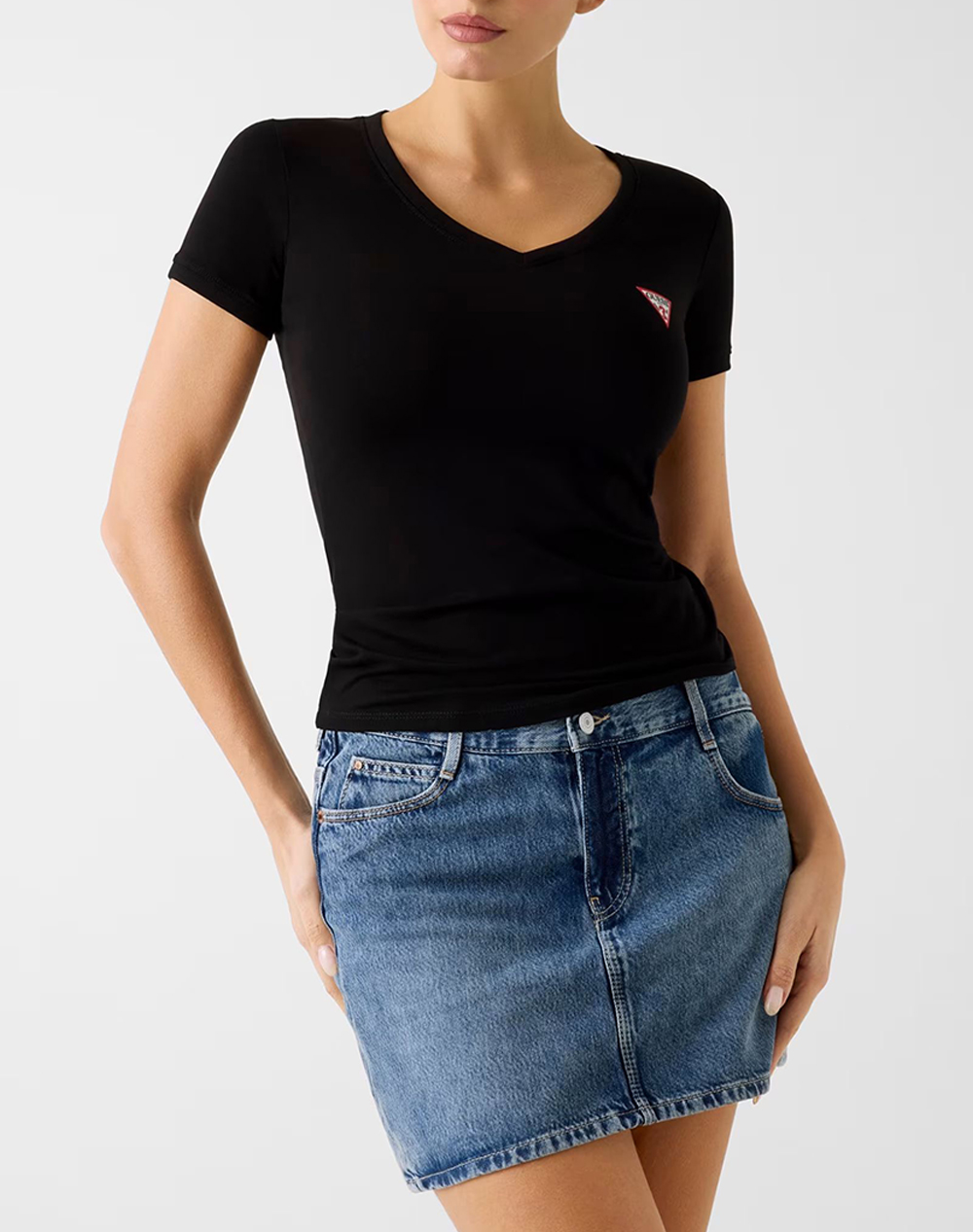 Guess Ss Vn Mini Triangle Tee Μπλουζα Γυναικειο Γυναικα Ρουχα Μπλουζες Τ Shirt Black Βαμβακιμε Ελασταν W2Yi45J1314 Jblk