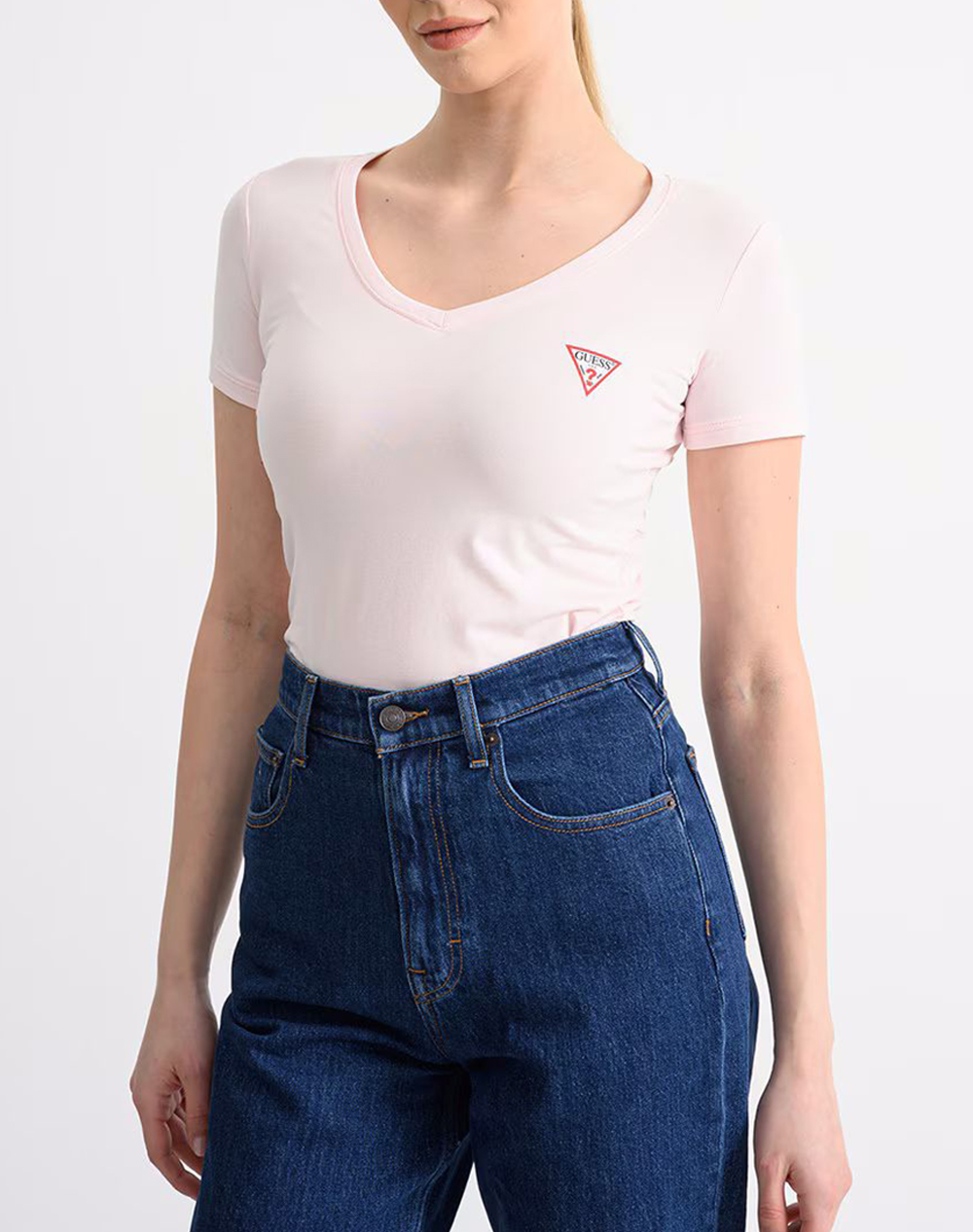 Guess Ss Vn Mini Triangle Tee Μπλουζα Γυναικειο Γυναικα Ρουχα Μπλουζες Τ Shirt Lightpink Βαμβακιμε Ελασταν W2Yi45J1314 A627