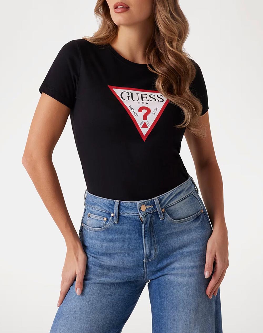 Guess Ss Cn Original Tee Μπλουζα Γυναικειο Γυναικα Ρουχα Μπλουζες Τ Shirt Black Βαμβακι W1Yi1Bi3Z14 Jblk