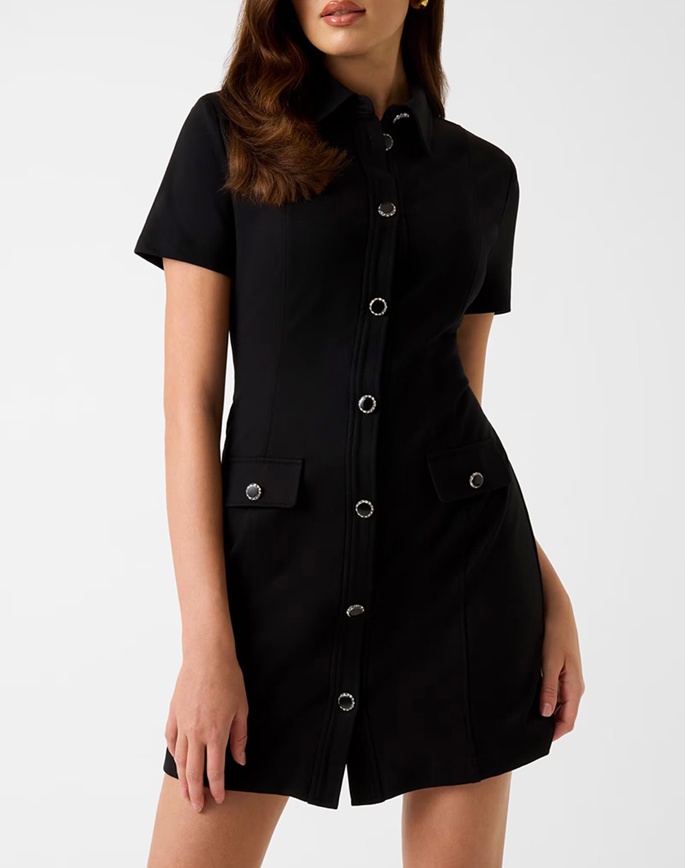 Guess Ss Olga Chemisier Mini Dress Φορεμα Γυναικειο Γυναικα Ρουχα Φορεματα Black Βισκοζμε Ελαστανσυνθετικο W6Rk34Kcmu2 Jblk