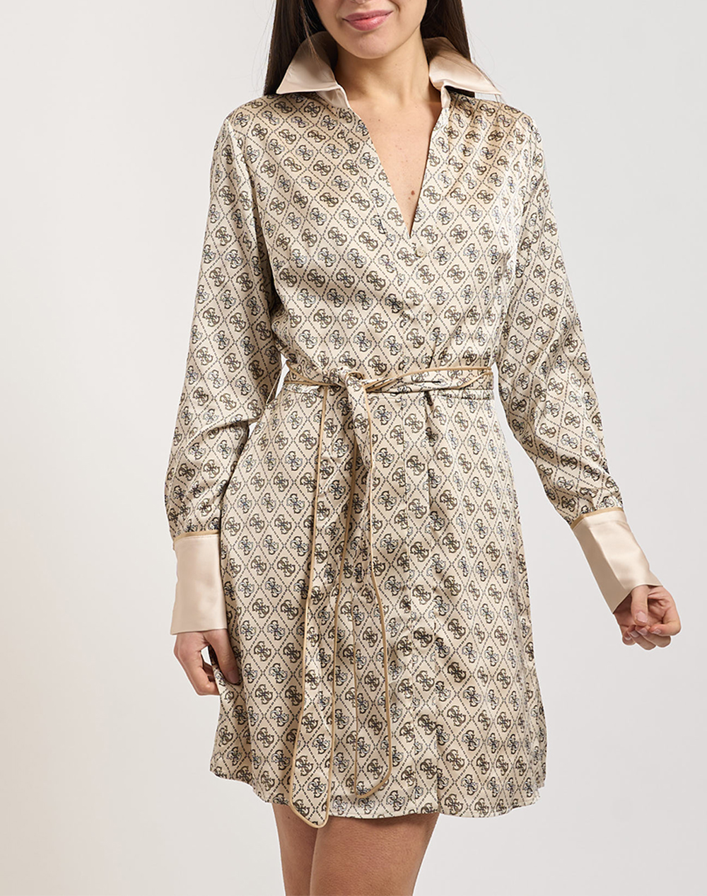 Guess Ls Blerta Chemisier Dress Φορεμα Γυναικειο Γυναικα Ρουχα Φορεματα Mixed Με Ελαστανσυνθετικο W6Rk90Wf1T2 P1We