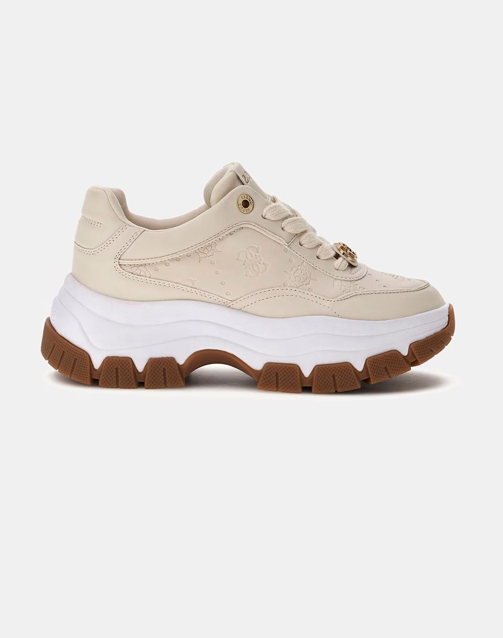 Guess Berrett2 Παπουτσι Γυναικειο Γυναικα Παπουτσια Sneakers Cream Απομιμηση Δερματος Flfbrtpel12 Cream - Koolfly