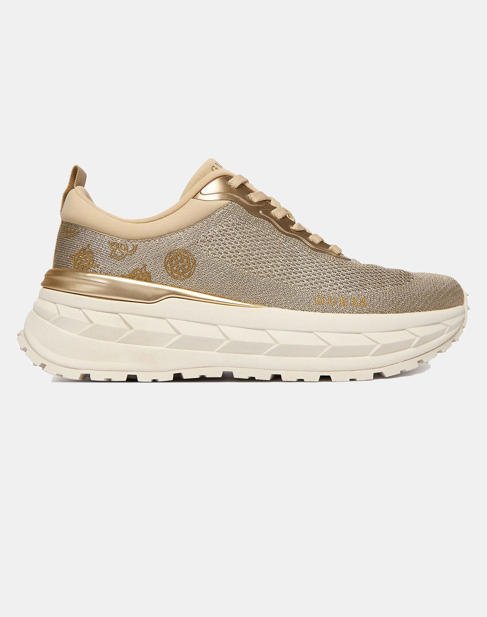 Guess Runit3 Παπουτσι Γυναικειο Γυναικα Παπουτσια Sneakers Gold Απομιμηση Δερματοςσυνθετικο Flprn3Fab12 Plati