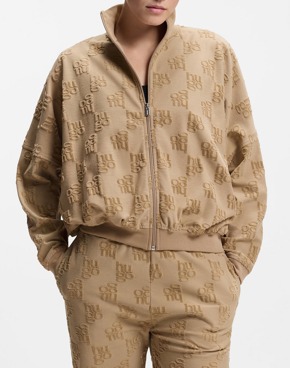Hugo Terrymonogram_Jacket 10271234 01 Γυναικα Homewear Πιτζαμες Sandybrown Βαμβακισυνθετικο 50556831 232