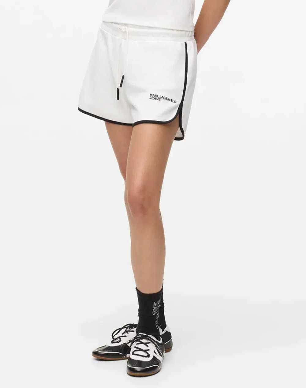 Karl Lagerfeld Jeans Klj Binding Sweat Short Γυναικα Αθλητικα Κατω Ενδυση Σορτς / Βερμουδα White Βαμβακι B2w10125 100 - Koolfly