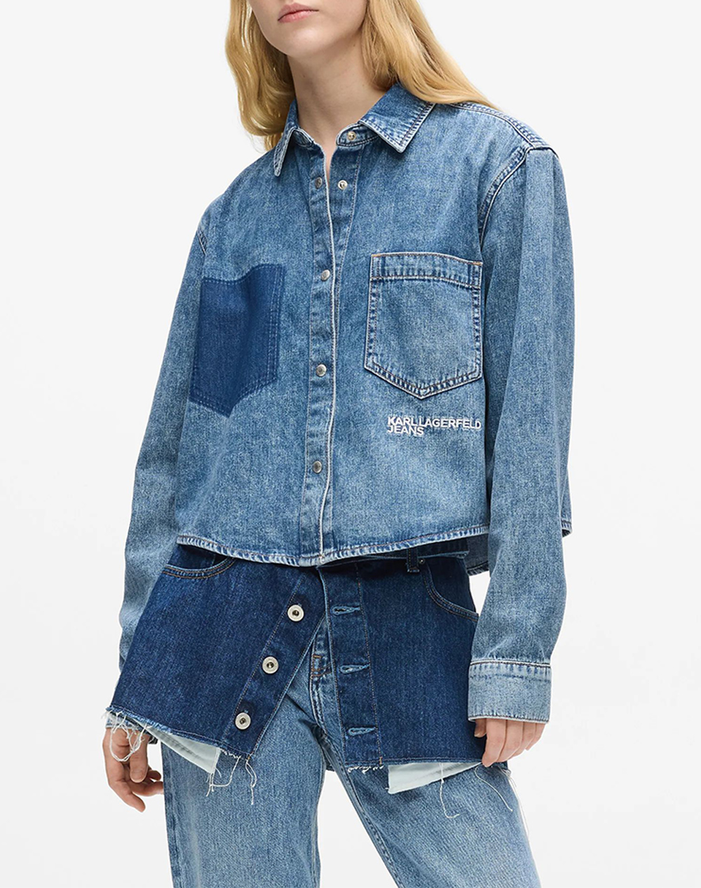 Karl Lagerfeld Jeans Klj Boxy Denim Blouse Γυναικα Ρουχα Πουκαμισα Denimblue Βαμβακι B1W11021 1Va