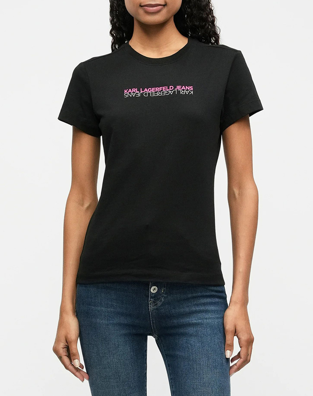 Karl Lagerfeld Jeans Klj Slim Ss Reflection Tee Γυναικα Ρουχα Μπλουζες Τ Shirt Black Βαμβακι B1w17053 999 - Koolfly